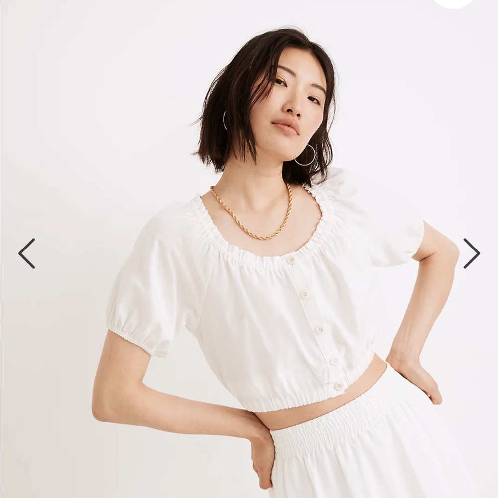 NWT Madewell Puff Sleeve Peasant Crop Top
